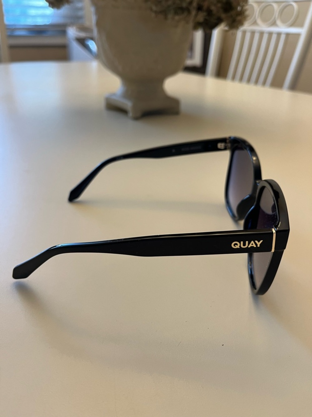 Quay Australia Wide Awake Black Sunglasses with Purple Gradient Lenses - Picture 3 of 6